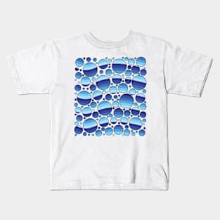 Circles - blue wavy circles colourful pleasing hand drawn doodle Kids T-Shirt